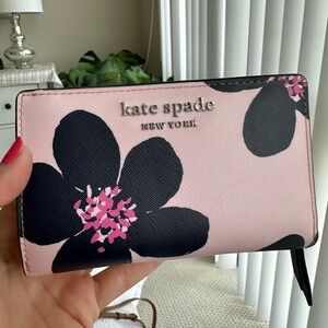 Kate Spade Pink and Black Floral Wallet